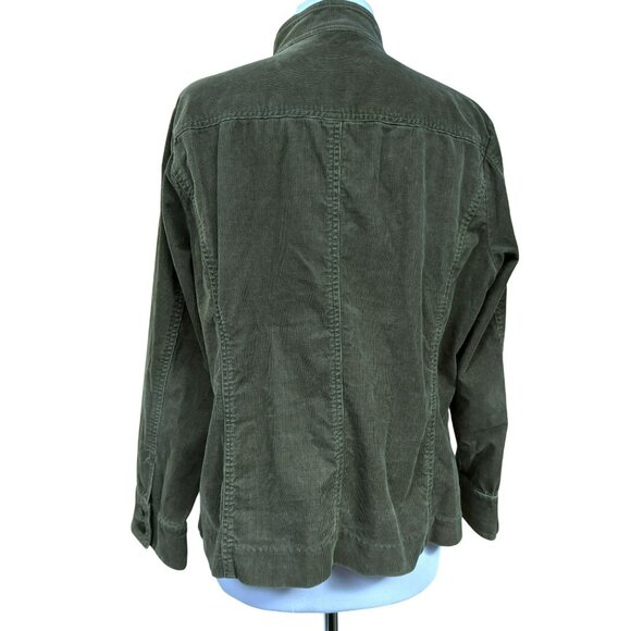Context Woman Corduroy Jacket Sz 1X Olive Cotton Patch Pockets Stand-Up Collar - Picture 5 of 6